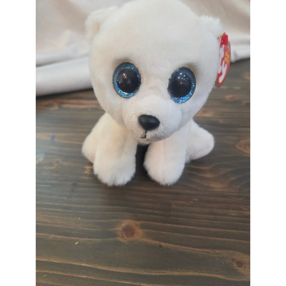 Ty Beanie Babies Arctic Polar Bear White Plush Blue Glitter Eyes Jan 22nd Bday